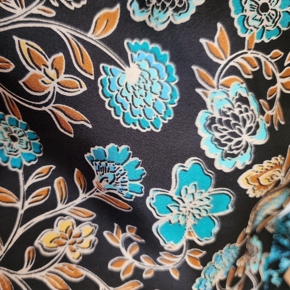 Misa Los Angeles Talia Dress Black Teal Floral Women's Medium M Flutter Sleeves - Picture 10 of 15